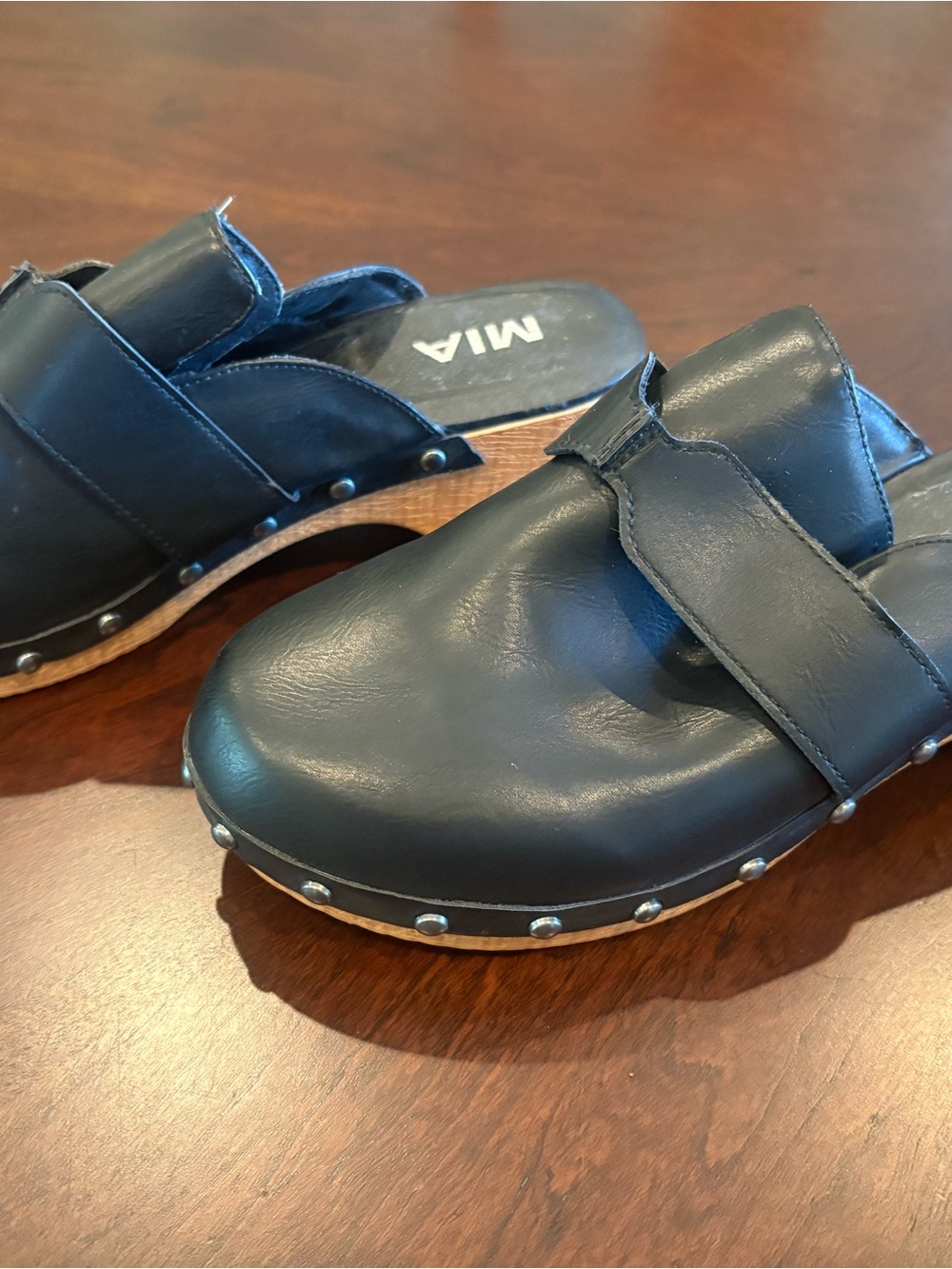 MIA Kids Black Leather Studded Clog Slip-On